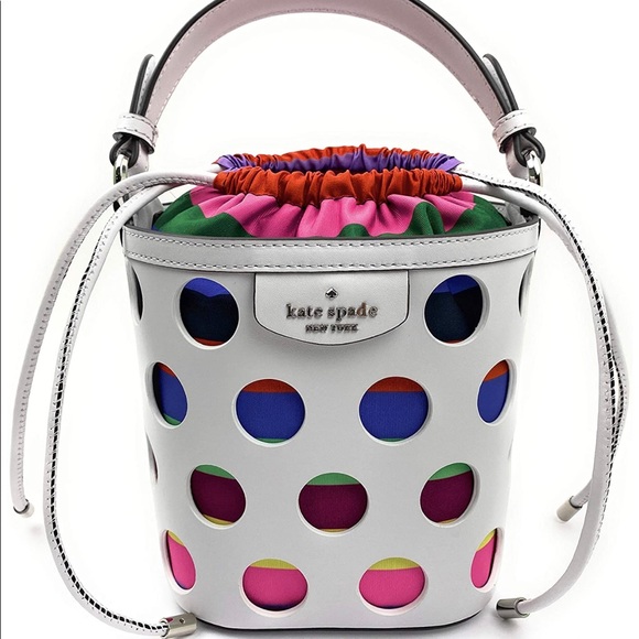 kate spade Handbags - SOLD Kate Spade Small Bucket Pippa perf Dot White